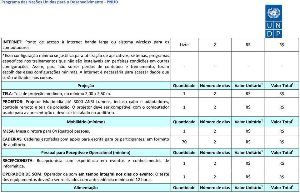 Assim, para não sofrer perdas de conteúdo e treinamento, foram escolhidas essas configurações mínimas. A Internet é necessária para acessar dados que serão utilizados nos cursos.