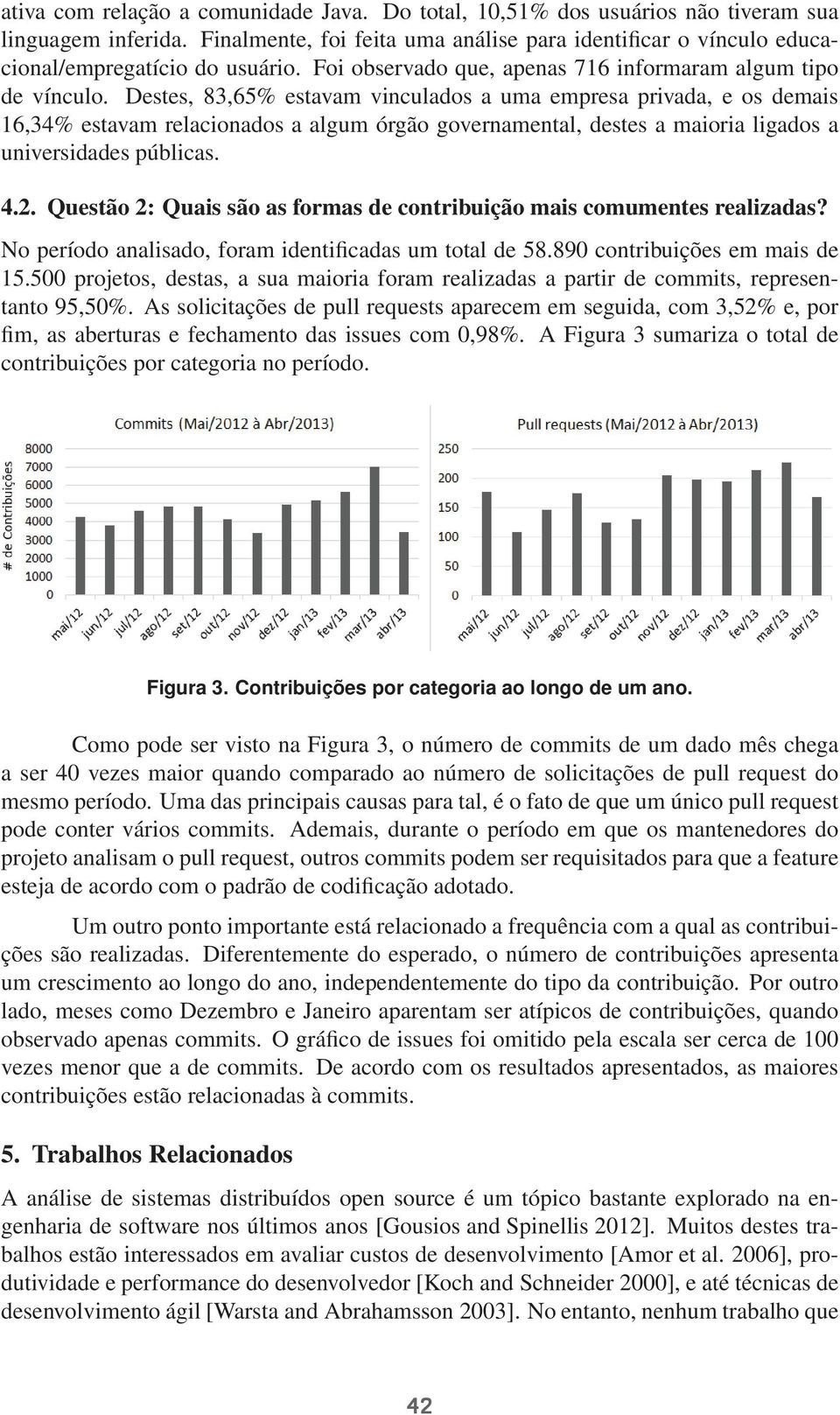 Destes, 83,65% estavam vinculados a uma empresa privada, e os demais 16,34% estavam relacionados a algum órgão governamental, destes a maioria ligados a universidades públicas. 4.2.