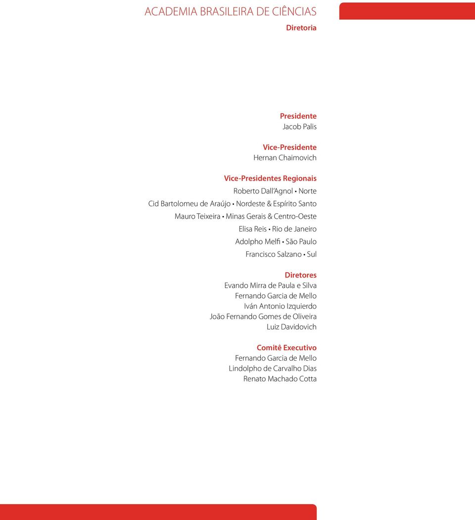 Janeiro Adolpho Melfi São Paulo Francisco Salzano Sul Diretores Evando Mirra de Paula e Silva Fernando Garcia de Mello Iván Antonio
