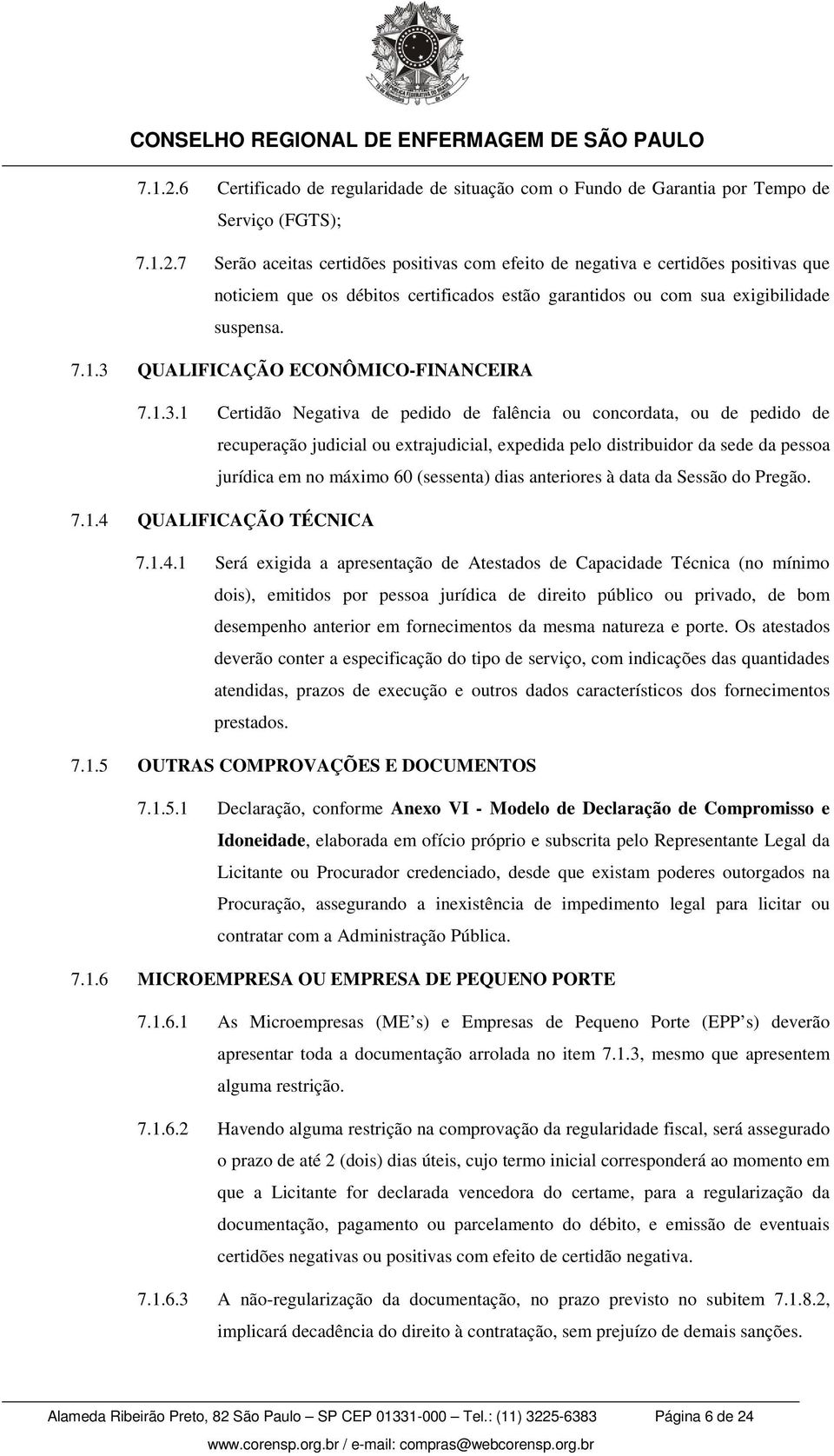QUALIFICAÇÃO ECONÔMICO-FINANCEIRA 7.1.3.