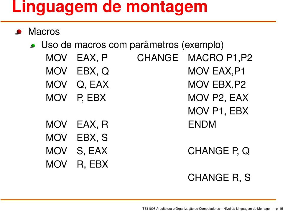 MOV EAX, R ENDM MOV EBX, S MOV S, EAX CHANGE P, Q MOV R, EBX CHANGE R, S