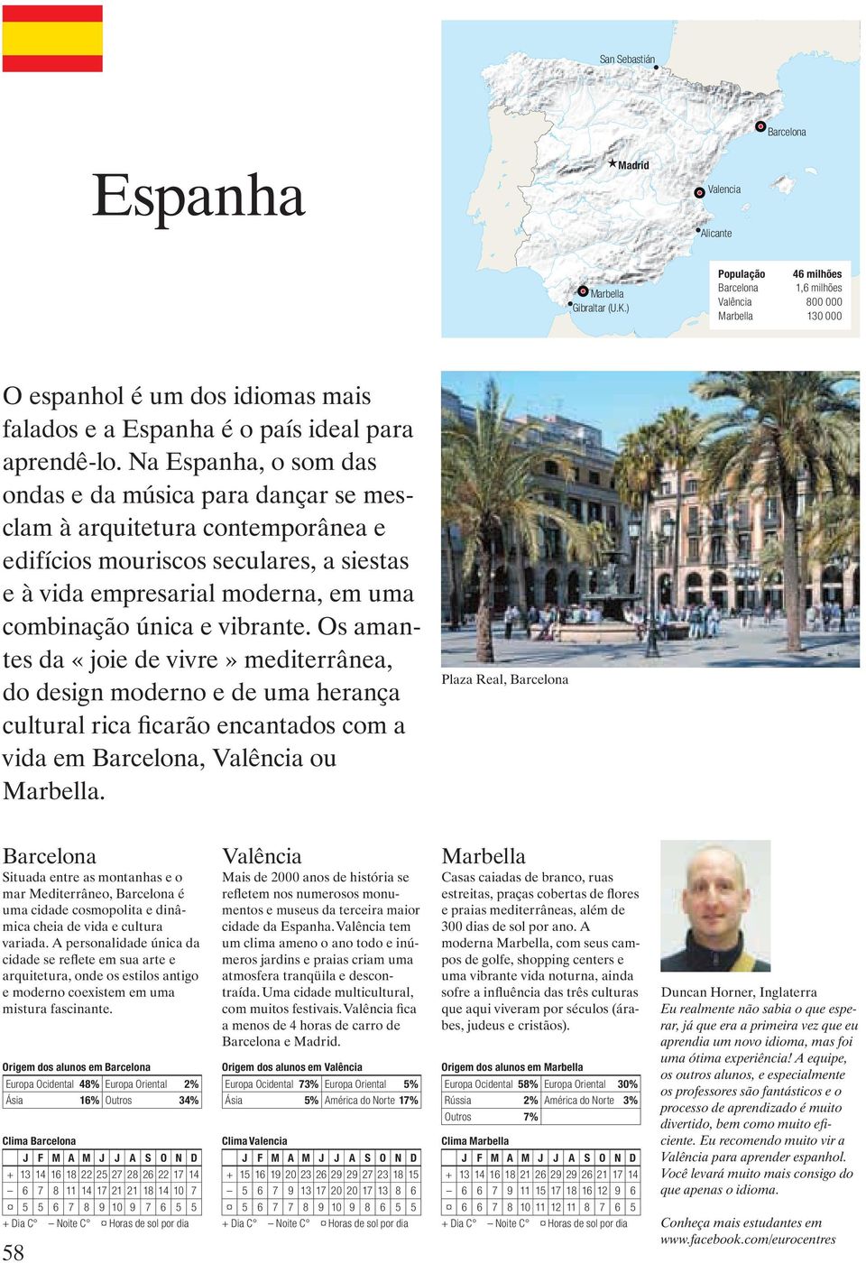 Na Espanha, o som das ondas e da música para dançar se mesclam à arquitetura contemporânea e edifícios mouriscos seculares, a siestas e à vida empresarial moderna, em uma combinação única e vibrante.