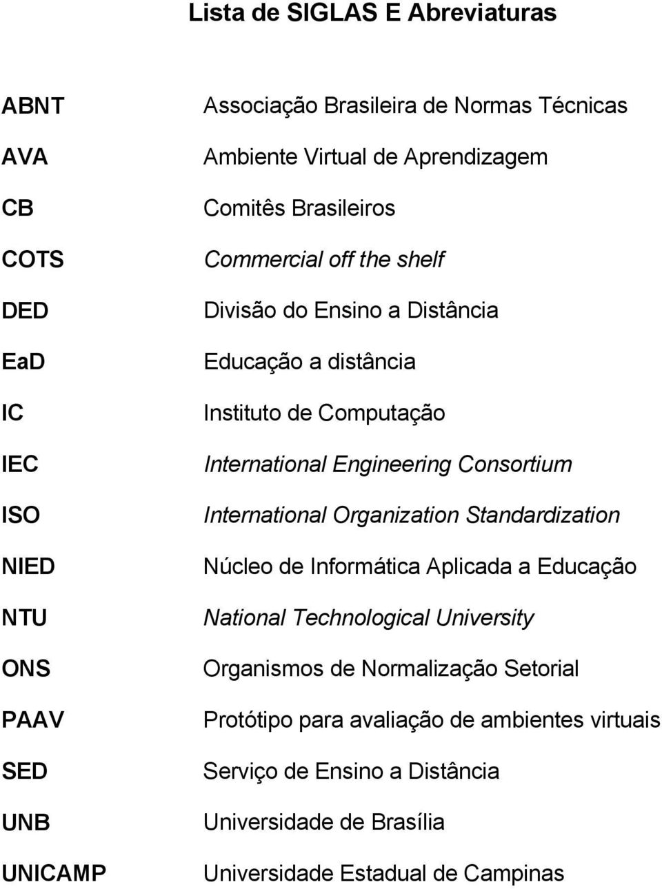 International Engineering Consortium International Organization Standardization Núcleo de Informática Aplicada a Educação National Technological University