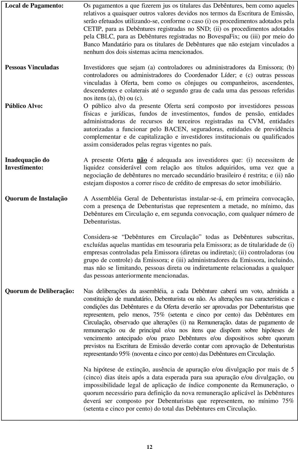 (ii) os procedimentos adotados pela CBLC, para as Debêntures registradas no BovespaFix; ou (iii) por meio do Banco Mandatário para os titulares de Debêntures que não estejam vinculados a nenhum dos