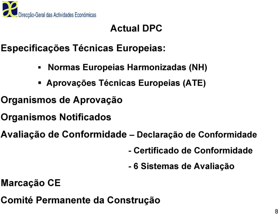 Notificados Avaliação de Conformidade Declaração de Conformidade Marcação CE -