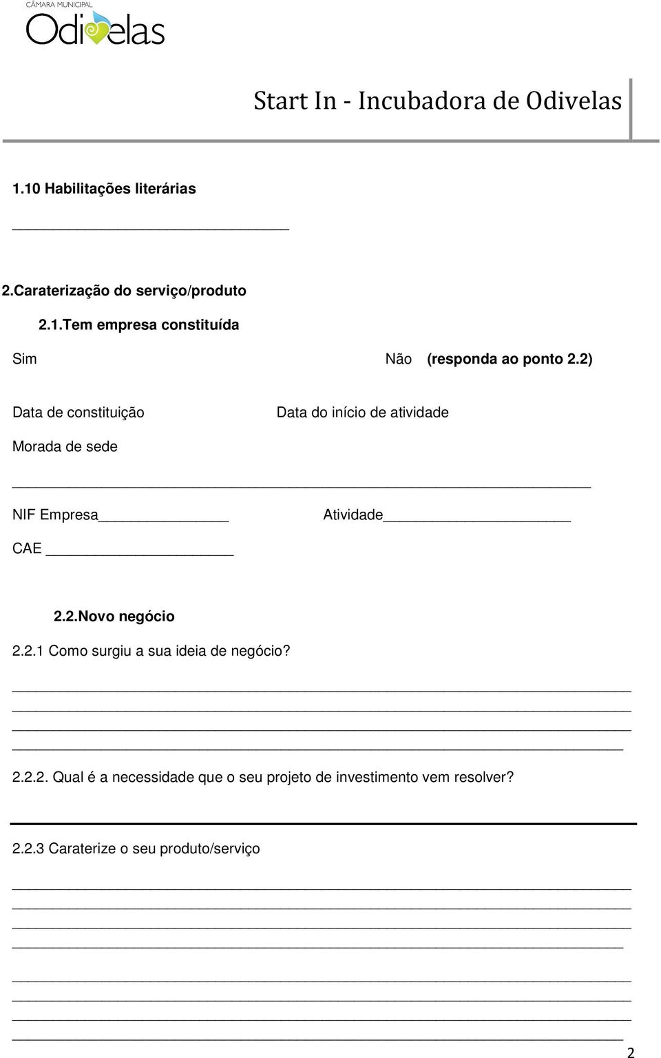 2.1 Como surgiu a sua ideia de negócio? 2.2.2. Qual é a necessidade que o seu projeto de investimento vem resolver?