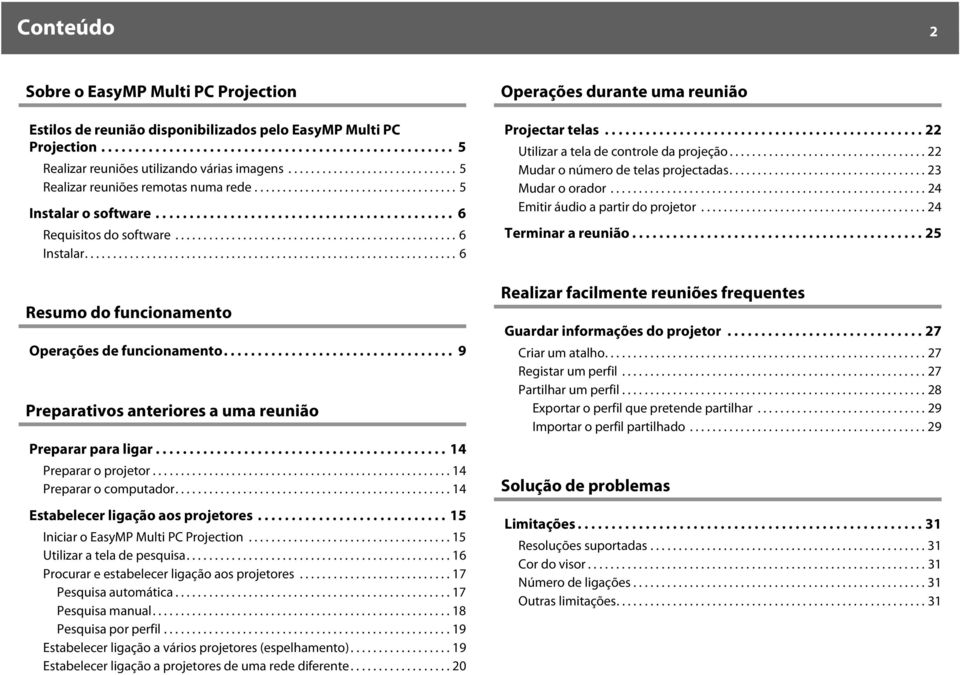 ................................................. 6 Instalar.................................................................. 6 Resumo do funcionamento Operações de funcionamento.