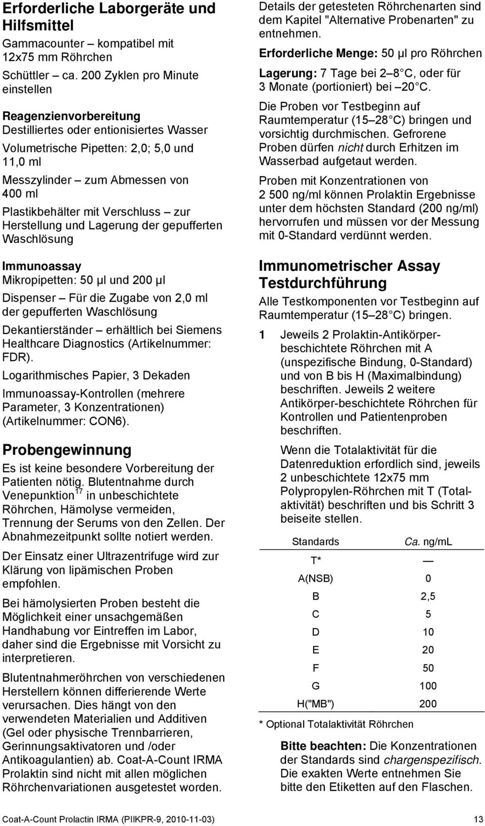 Verschluss zur Herstellung und Lagerung der gepufferten Waschlösung Immunoassay Mikropipetten: 50 µl und 200 µl Dispenser Für die Zugabe von 2,0 ml der gepufferten Waschlösung Dekantierständer