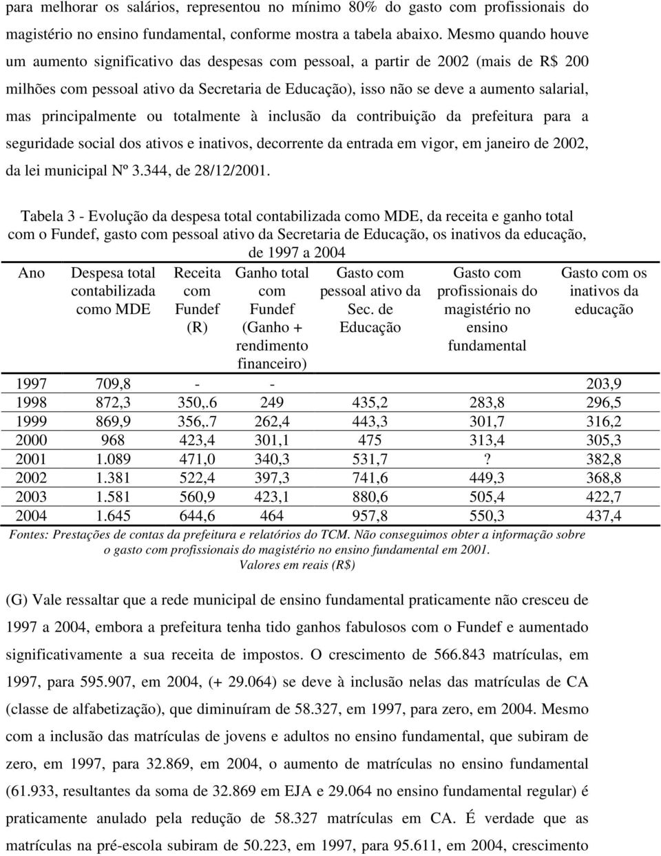 principalmente ou totalmente à inclusão da contribuição da prefeitura para a seguridade social dos ativos e inativos, decorrente da entrada em vigor, em janeiro de 2002, da lei municipal Nº 3.