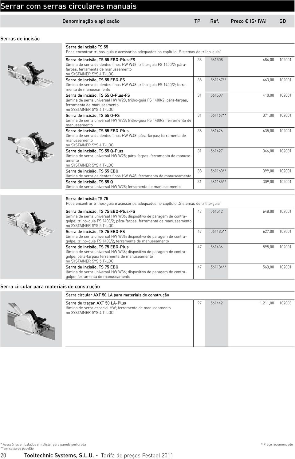 finos HW W48; trilho-guia FS 1400/2; ferramenta de manuseamento Serra de incisão, TS 55 Q-Plus-FS lâmina de serra universal HW W28; trilho-guia FS 1400/2; pára-farpas; ferramenta de manuseamento no