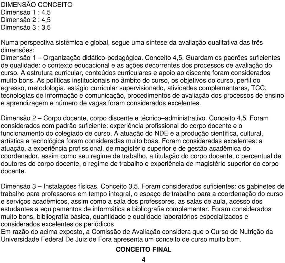 A estrutura curricular, conteúdos curriculares e apoio ao discente foram considerados muito bons.