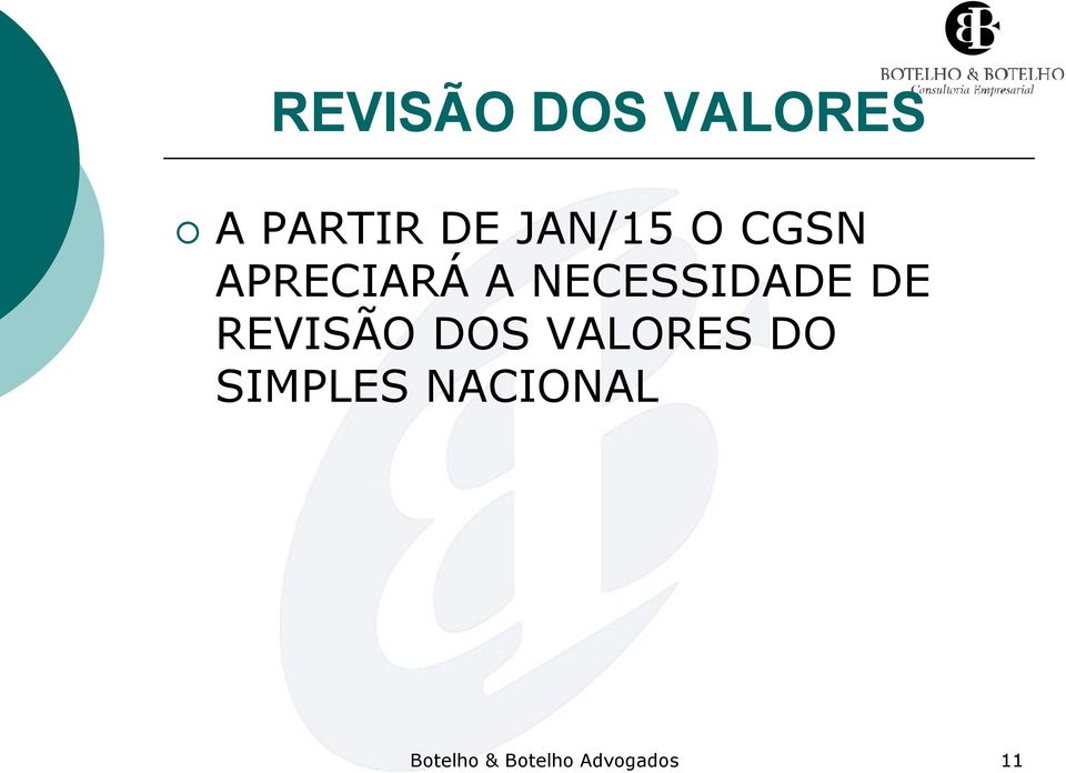 NECESSIDADE DE REVISÃO DOS VALORES