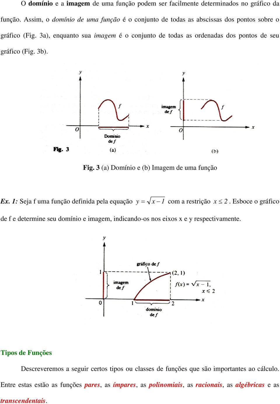 3a), equato sua imagem é o cojuto de todas as ordeadas dos potos de seu gráfico (Fig. 3). Fig. 3 (a) Domíio e () Imagem de uma fução E.