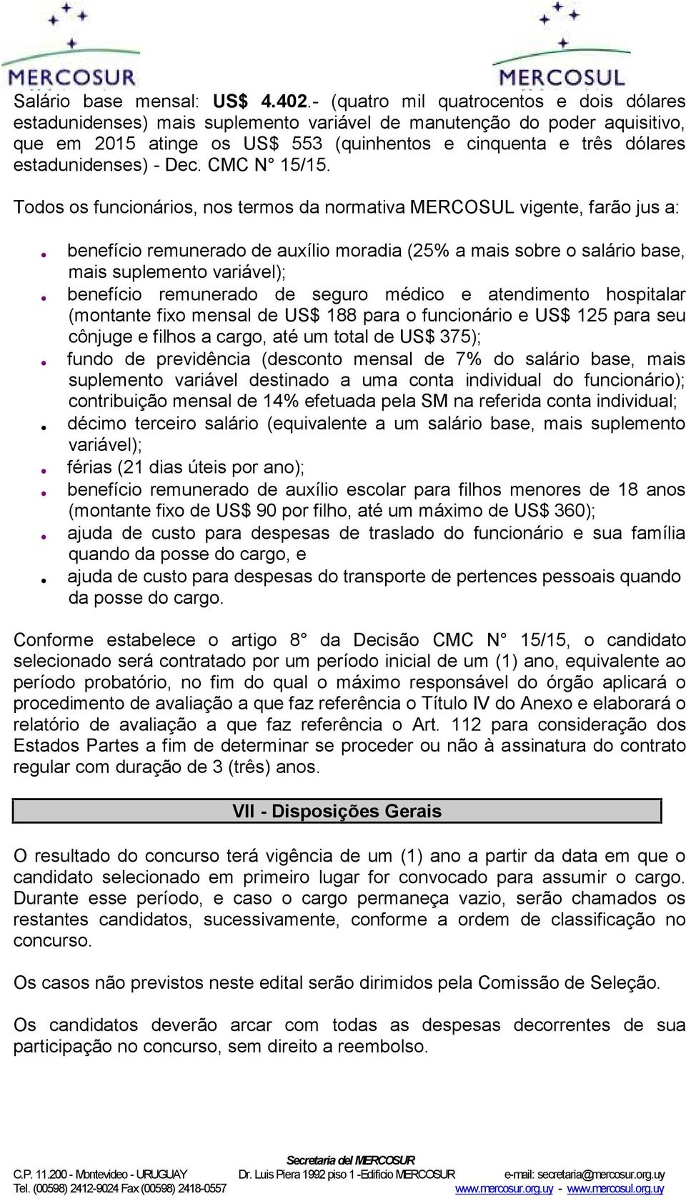 estadunidenses) - Dec. CMC N 15/15.