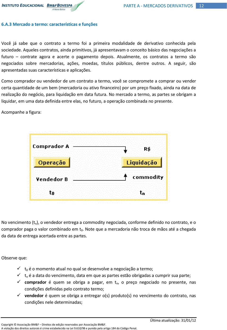 Atualmente, os contratos a termo são negociados sobre mercadorias, ações, moedas, títulos públicos, dentre outros. A seguir, são apresentadas suas características e aplicações.