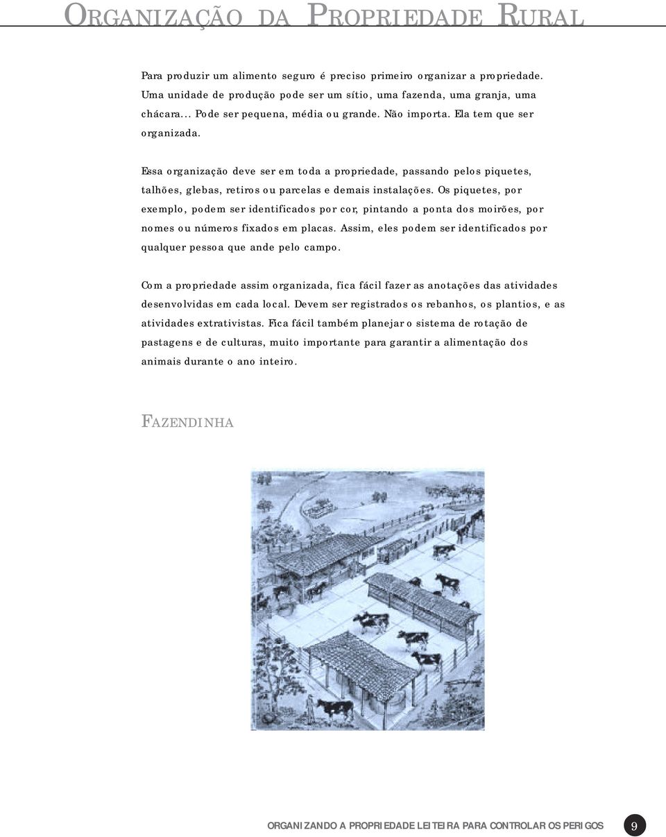 Essa organização deve ser em toda a propriedade, passando pelos piquetes, talhões, glebas, retiros ou parcelas e demais instalações.