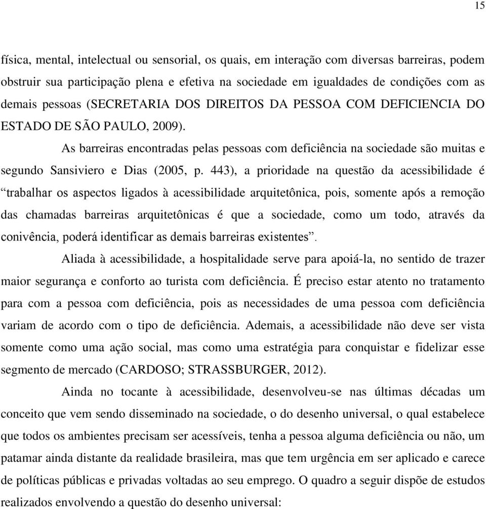 As barreiras encontradas pelas pessoas com deficiência na sociedade são muitas e segundo Sansiviero e Dias (2005, p.