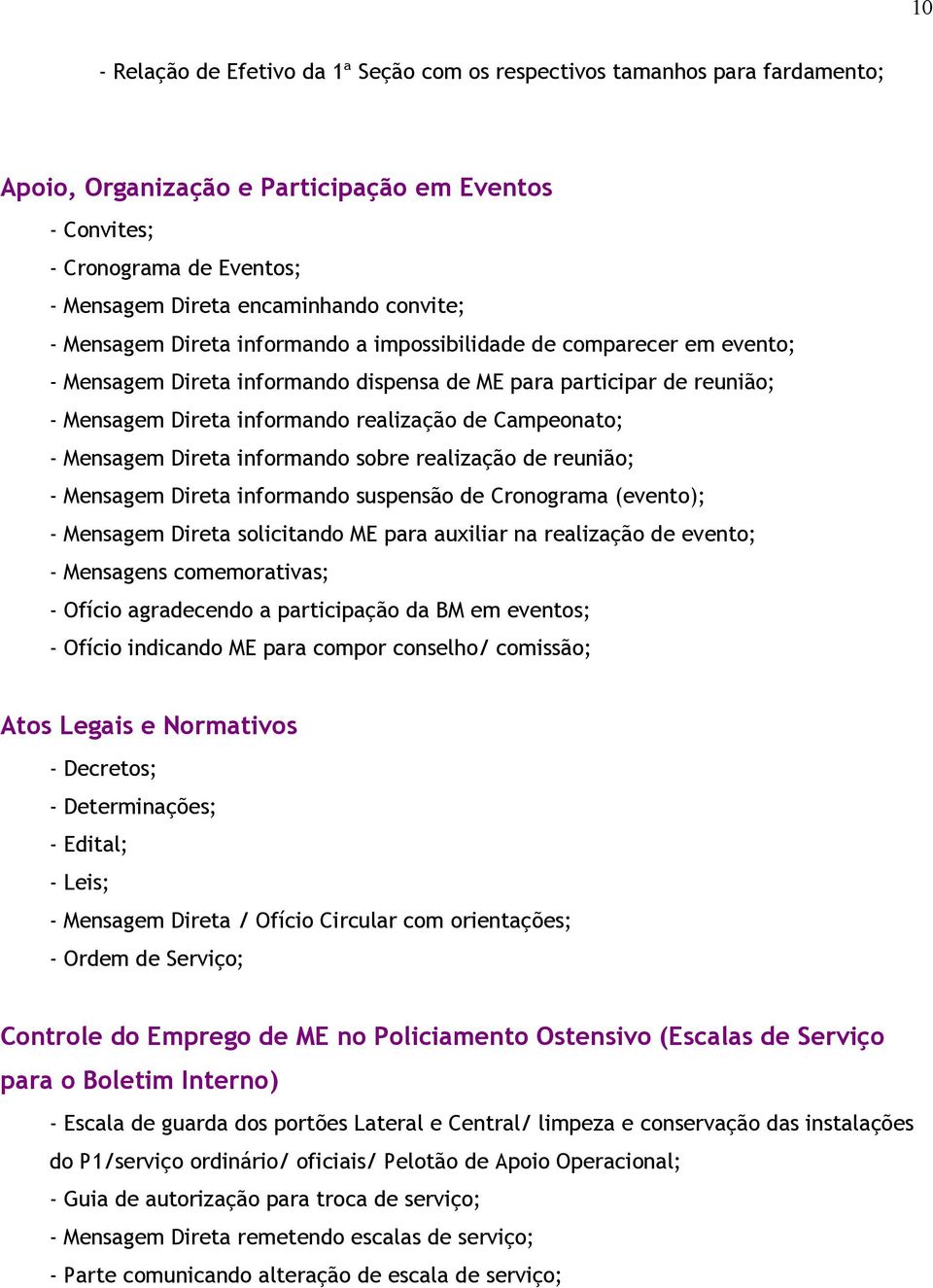 Campeonato; - Mensagem Direta informando sobre realização de reunião; - Mensagem Direta informando suspensão de Cronograma (evento); - Mensagem Direta solicitando ME para auxiliar na realização de