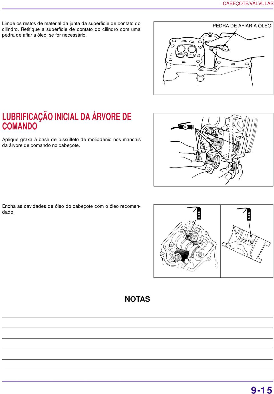 PEDRA DE AFIAR A ÓLEO LUBRIFICAÇÃO INICIAL DA ÁRVORE DE COMANDO M Aplique grx à bse de