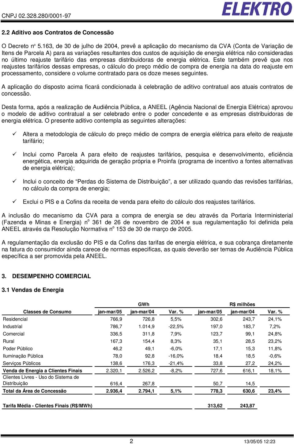 no último reajuste tarifário das empresas distribuidoras de energia elétrica.