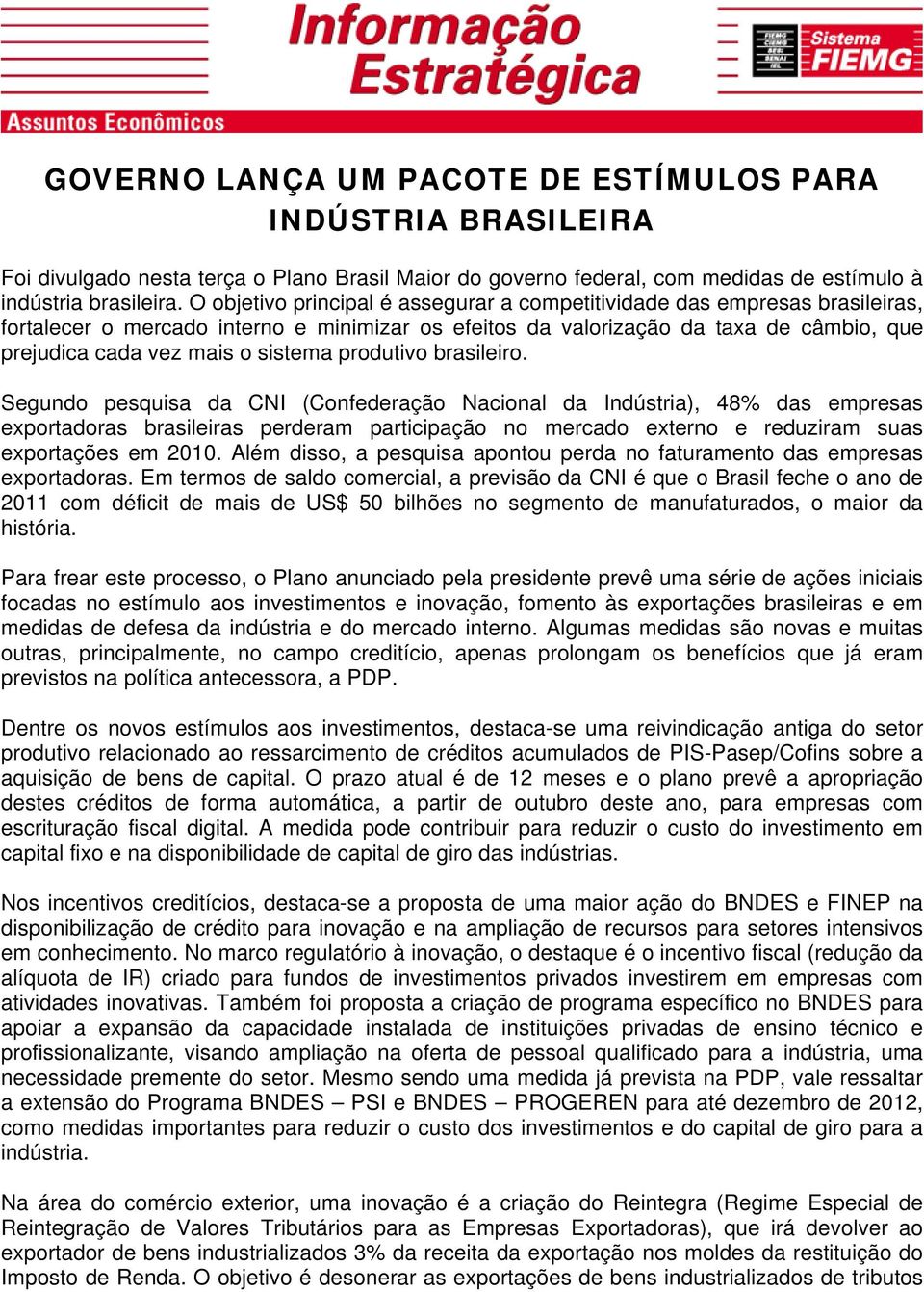 sistema produtivo brasileiro.