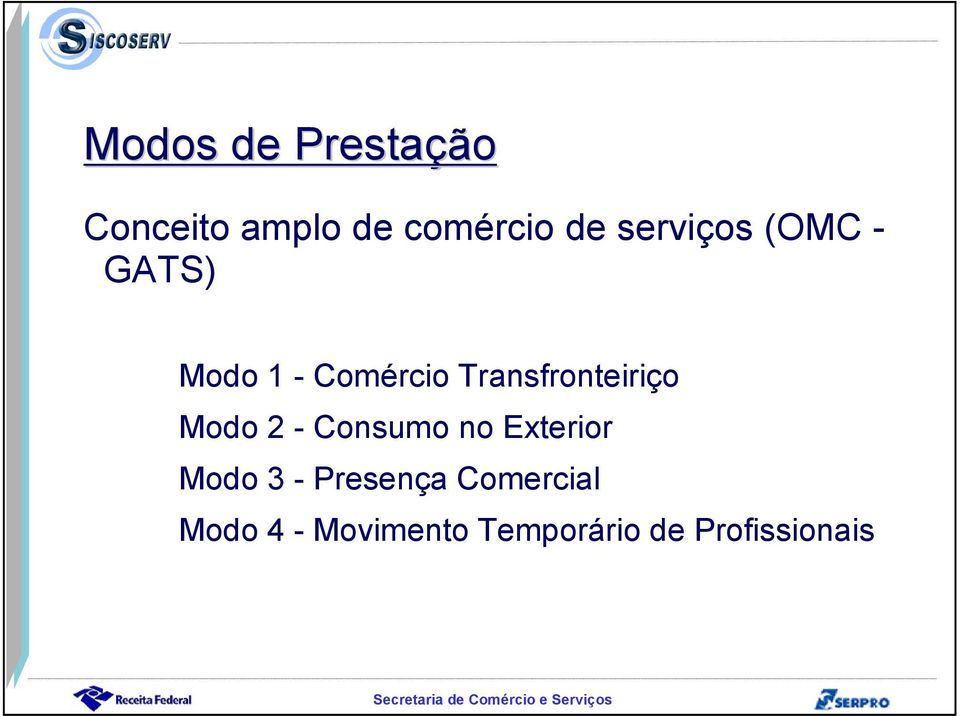 Transfronteiriço Modo 2 - Consumo no Exterior Modo 3