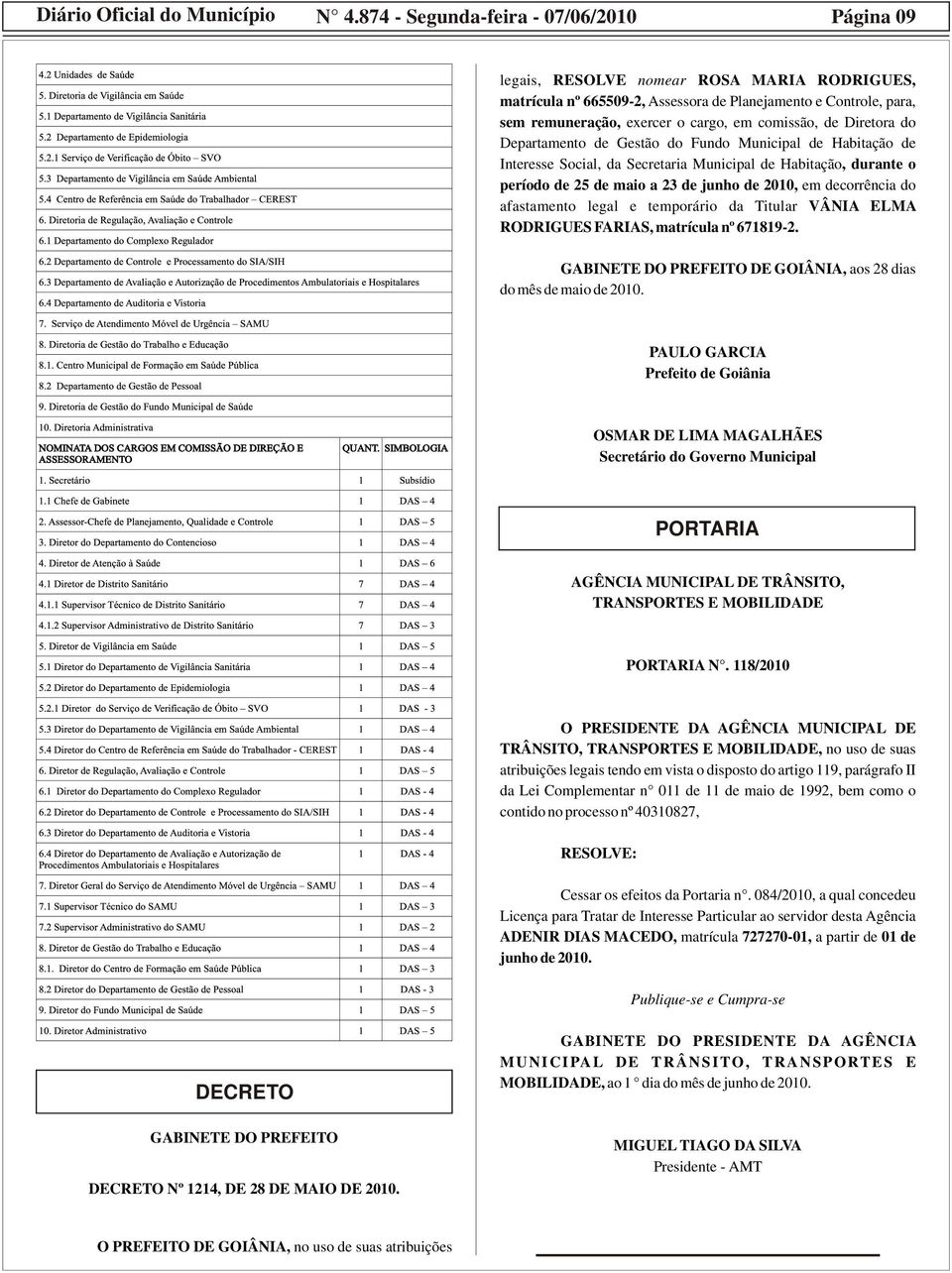 comissão, de Diretora do Departamento de Gestão do Fundo Municipal de Habitação de Interesse Social, da Secretaria Municipal de Habitação, durante o período de 25 de maio a 23 de junho de 2010, em