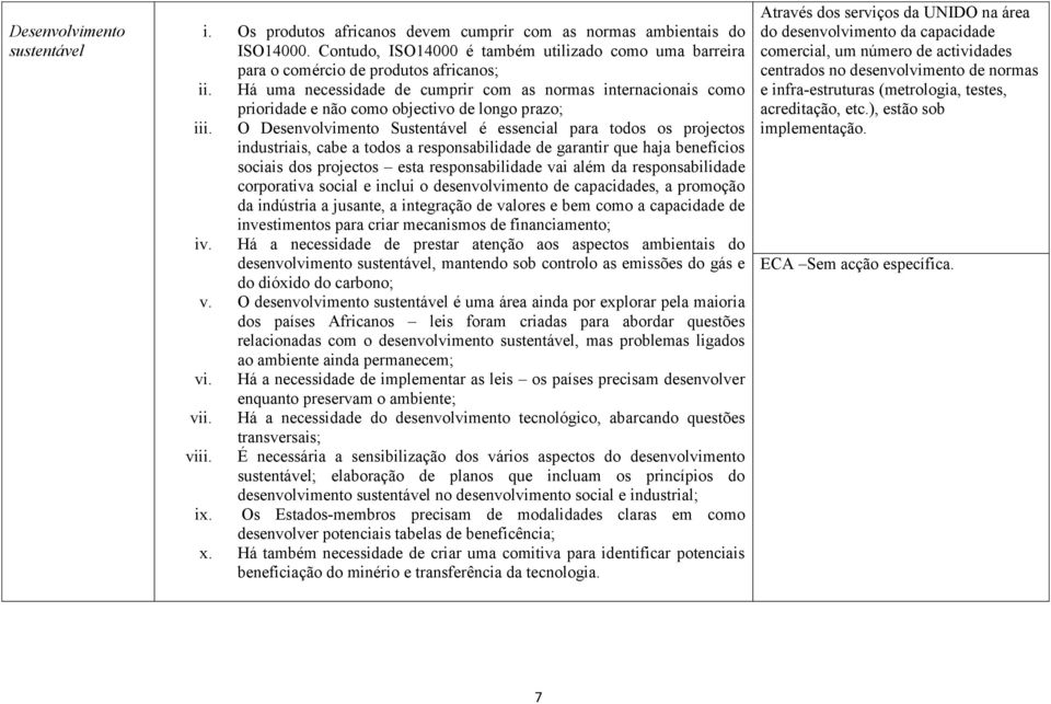 Há uma necessidade de cumprir com as normas internacionais como prioridade e não como objectivo de longo prazo; iii.