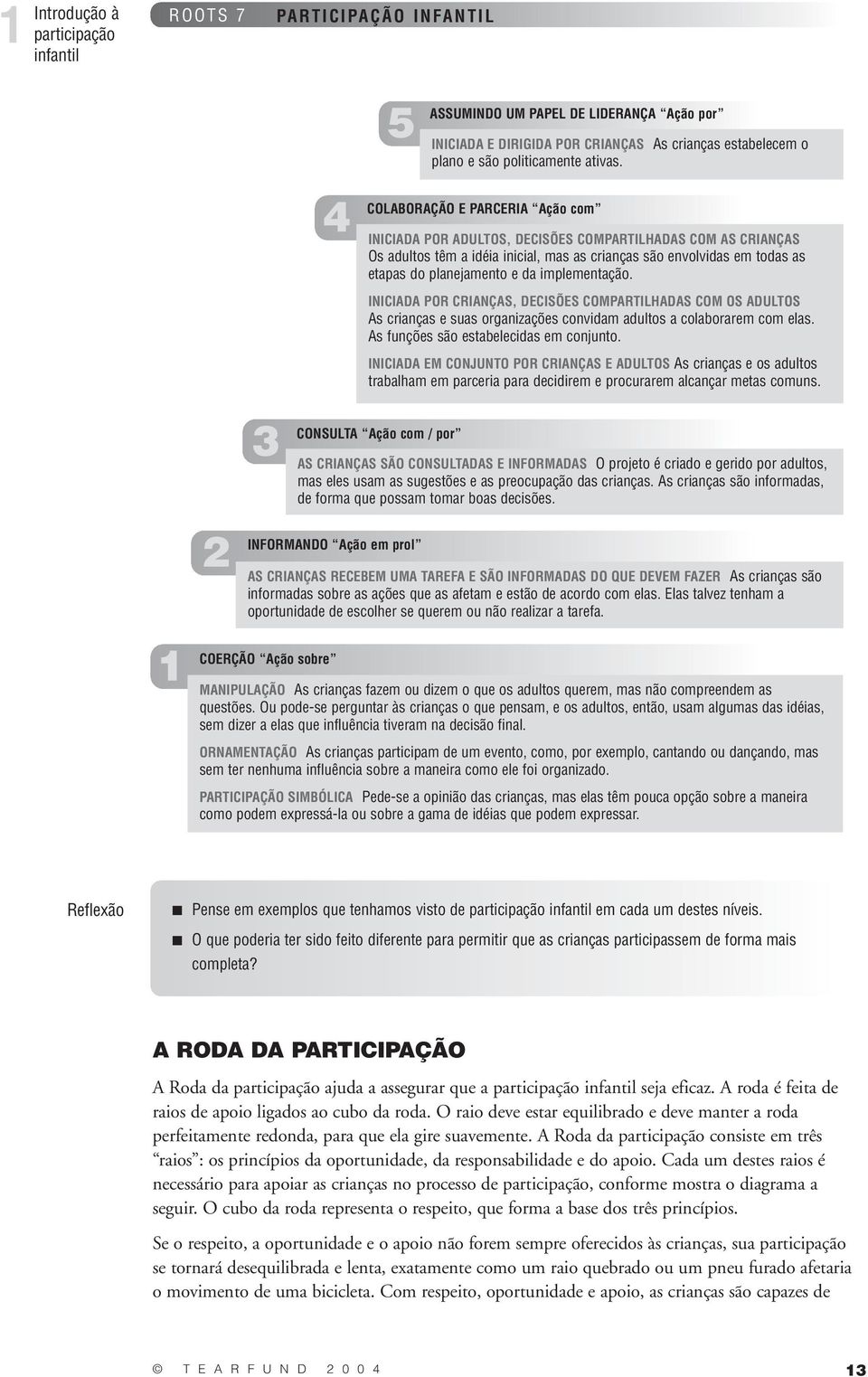 implementação. INICIADA POR CRIANÇAS, DECISÕES COMPARTILHADAS COM OS ADULTOS As crianças e suas organizações convidam adultos a colaborarem com elas. As funções são estabelecidas em conjunto.