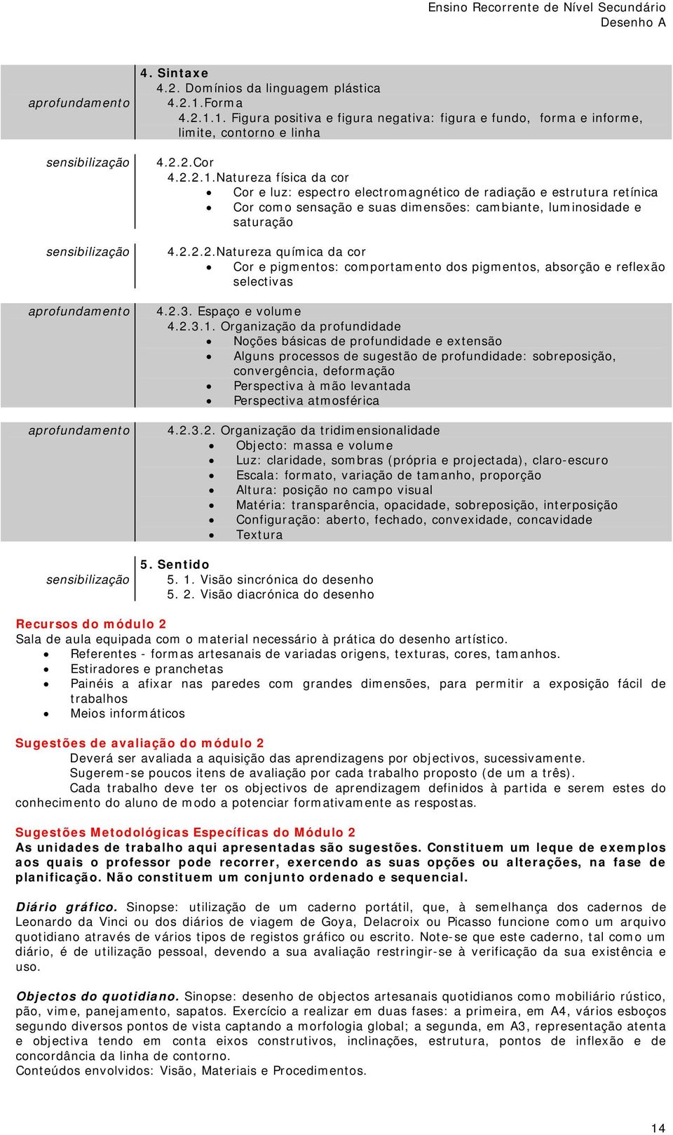 2.2.2.Natureza química da cor Cor e pigmentos: comportamento dos pigmentos, absorção e reflexão selectivas 4.2.3. Espaço e volume 4.2.3.1.