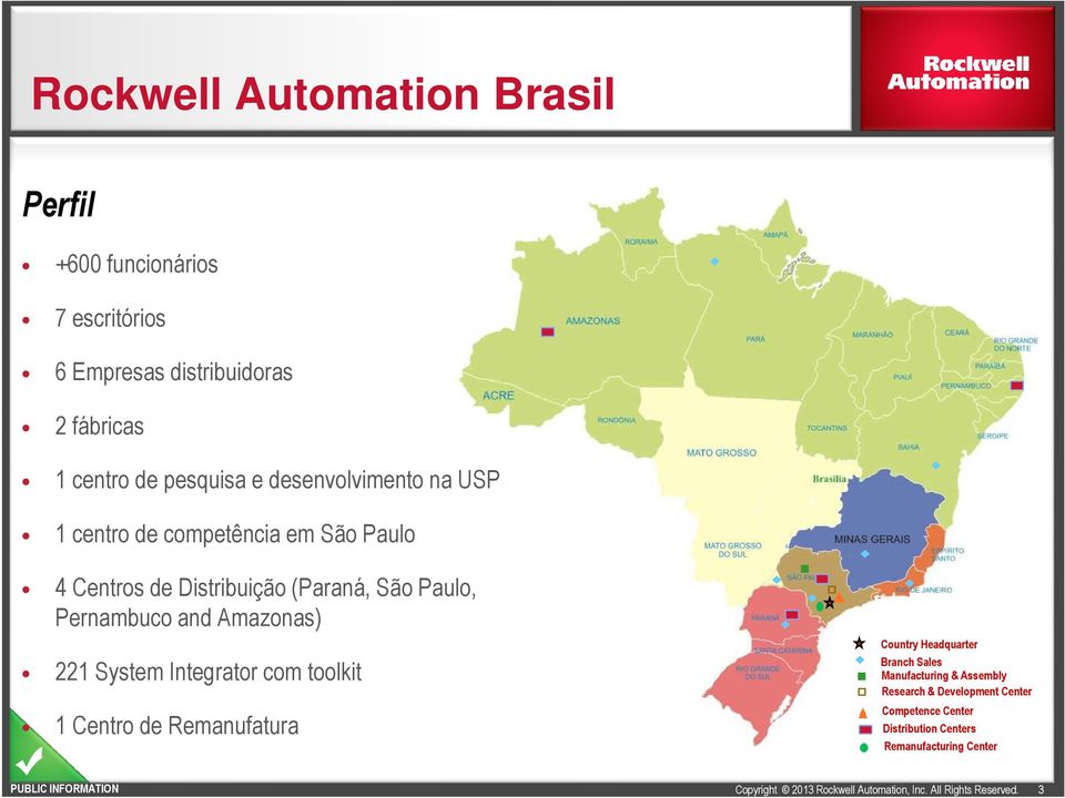 Pernambuco and Amazonas) 221 System Integrator com toolkit Country Headquarter Branch Sales Manufacturing & Assembly