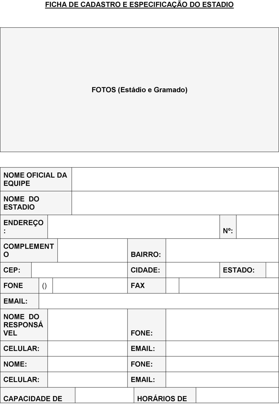 BAIRRO: CEP: CIDADE: ESTADO: FONE () FAX EMAIL: NOME DO RESPONSÁ VEL