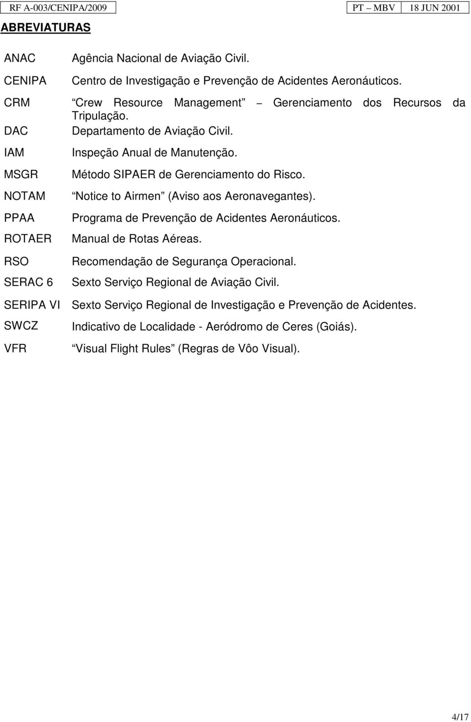 Notice to Airmen (Aviso aos Aeronavegantes). Programa de Prevenção de Acidentes Aeronáuticos. Manual de Rotas Aéreas. Recomendação de Segurança Operacional.