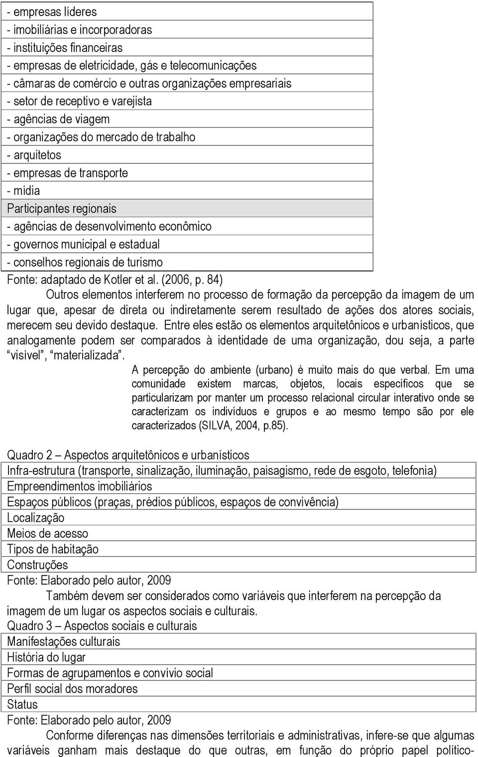 governos municipal e estadual - conselhos regionais de turismo Fonte: adaptado de Kotler et al. (2006, p.