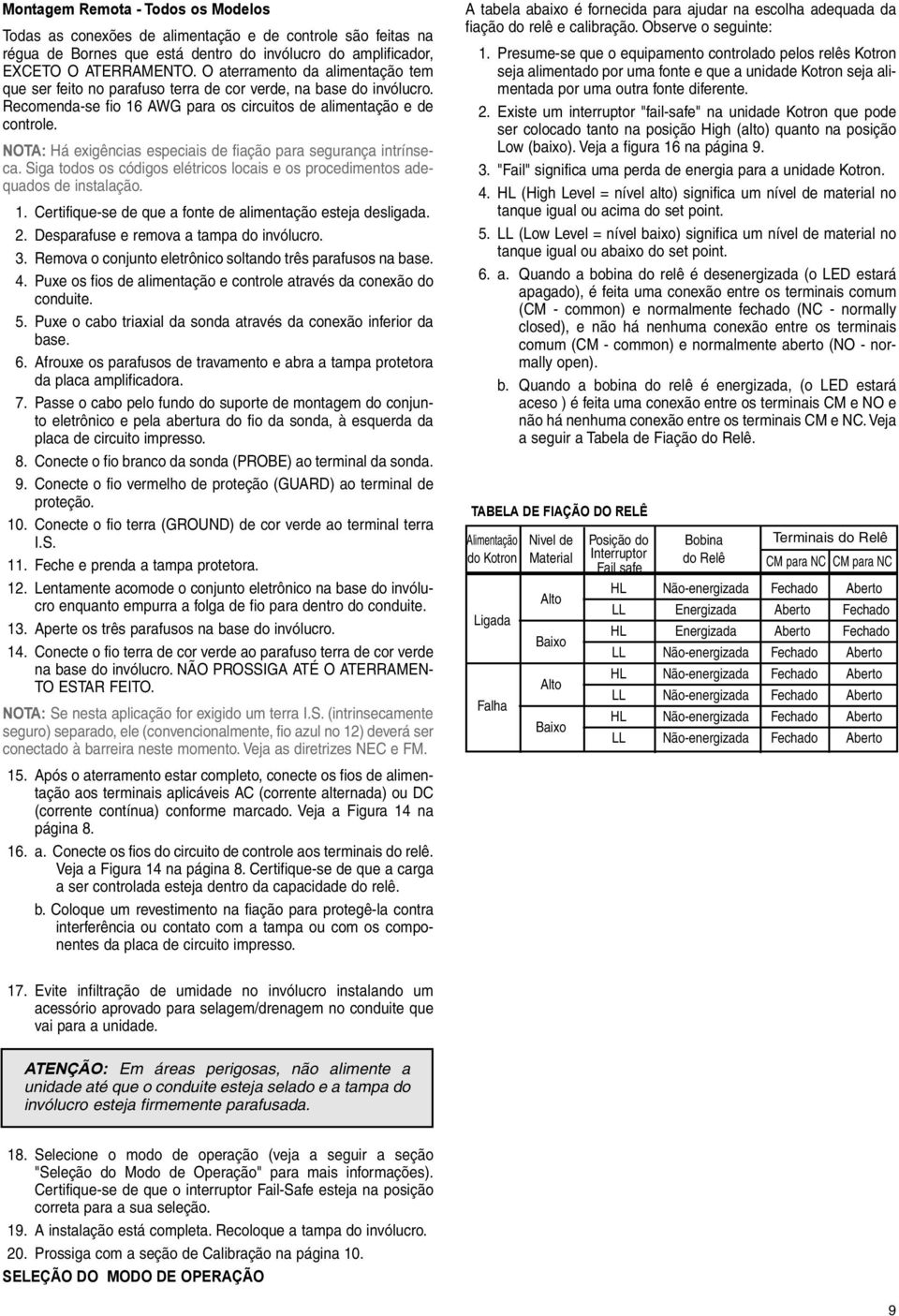 NOTA: Há exigências especiais de fiação para segurança intrínseca. Siga todos os códigos elétricos locais e os procedimentos adequados de instalação. 1.