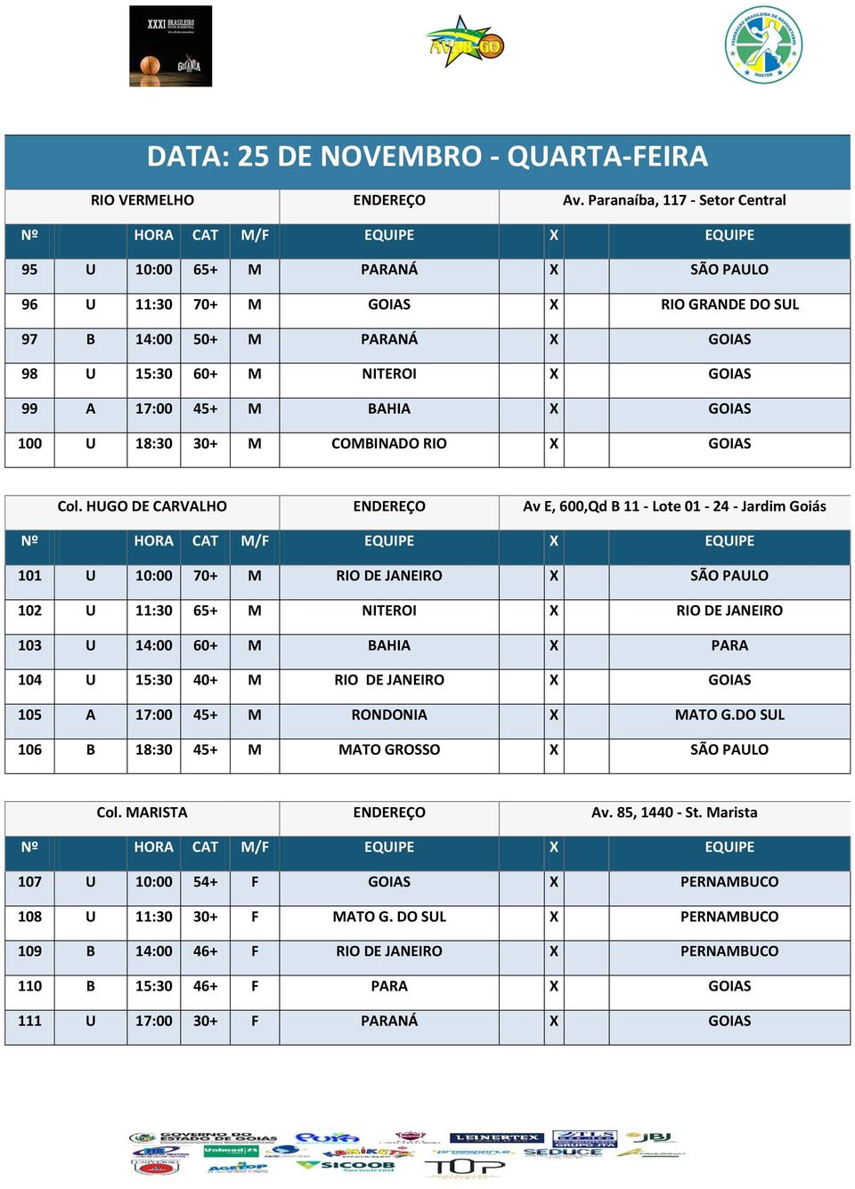 GOIAS 100 U 18:30 30+ M COMBINADO RIO X GOIAS Col.