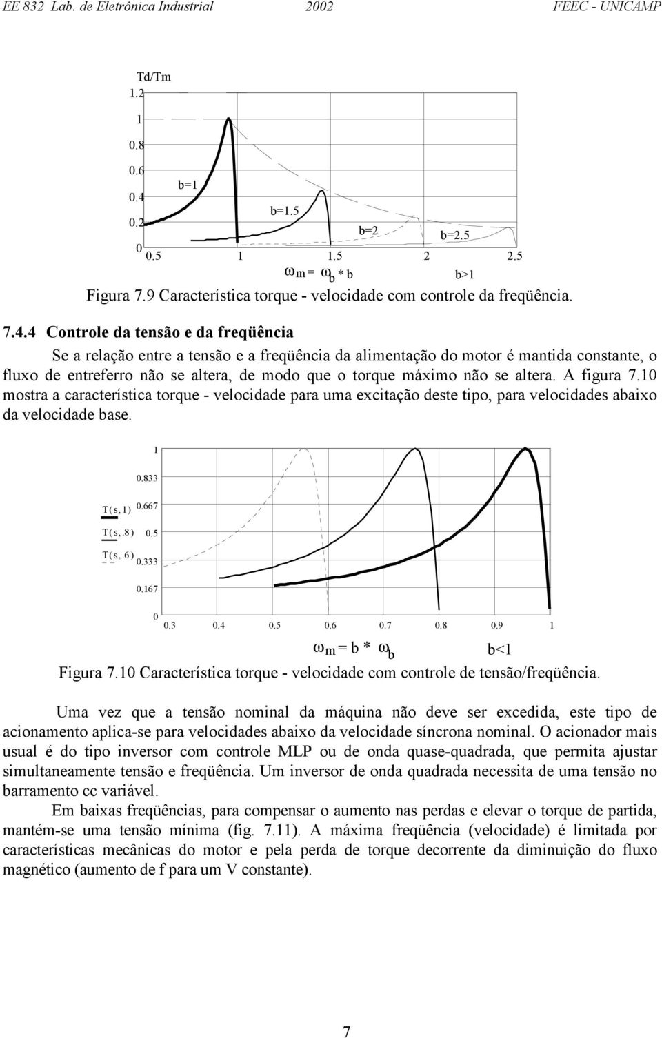 4 Controle da tenão e da freqüência Se a relação entre a tenão e a freqüência da alimentação do motor é mantida contante, o fluxo de entreferro não e altera, de modo que o torque máximo não e altera.