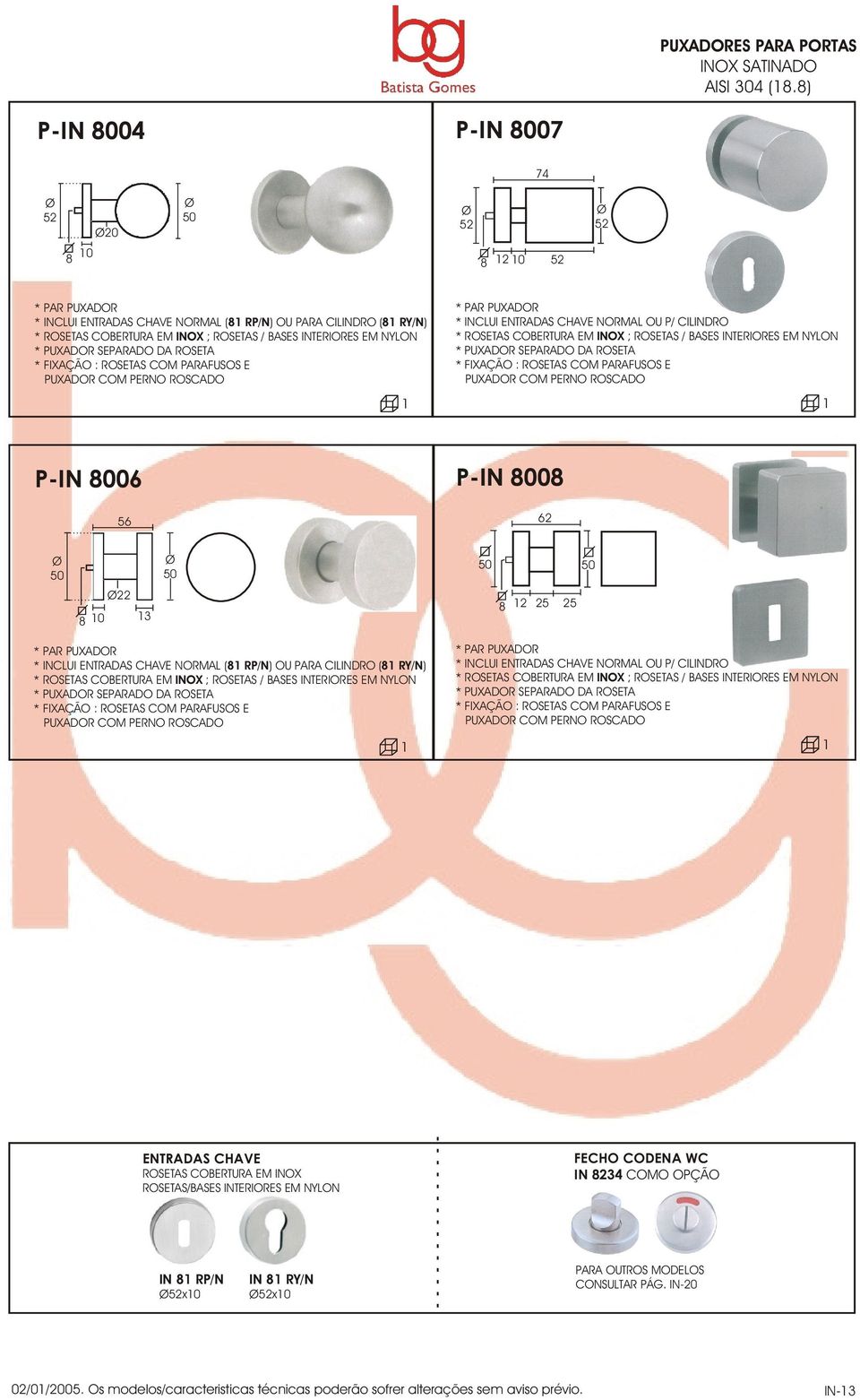 FIXÇÃO : ROSETS OM PRFUSOS E PUXDOR OM PERNO ROSDO * PR PUXDOR * INLUI ENTRDS HVE NORML OU P/ ILINDRO * ROSETS OERTUR EM INOX ; ROSETS / SES INTERIORES EM NYLON * PUXDOR SEPRDO D ROSET * FIXÇÃO :