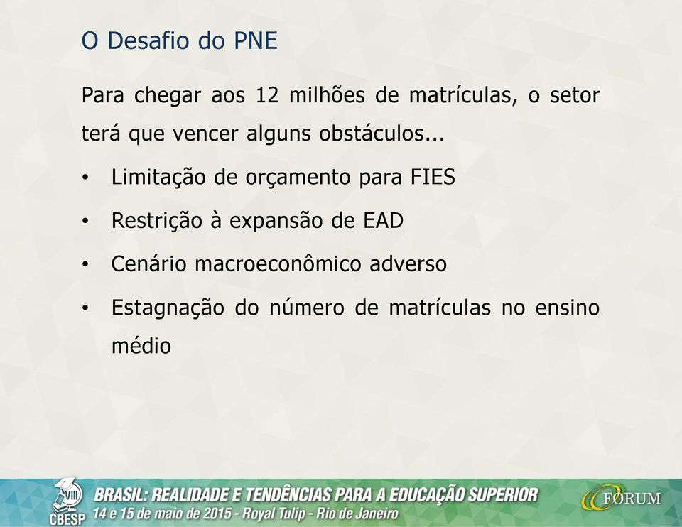 .. Limitação de orçamento para FIES Restrição à expansão de