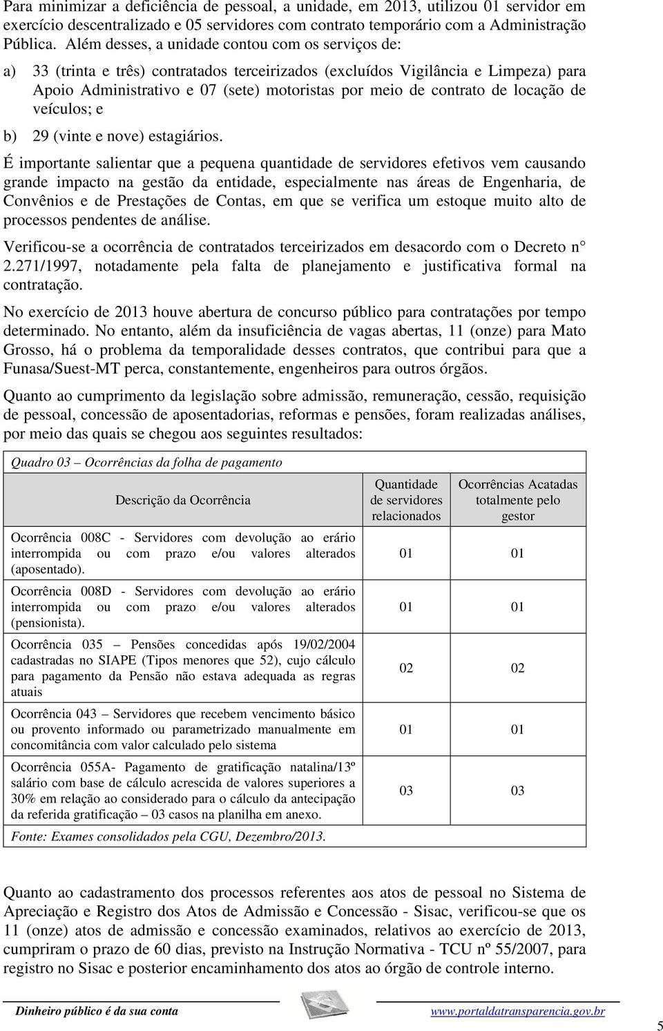 contrato de locação de veículos; e b) 29 (vinte e nove) estagiários.