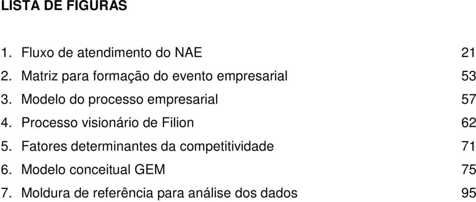 Modelo do processo empresarial 4. Processo visionário de Filion 5.