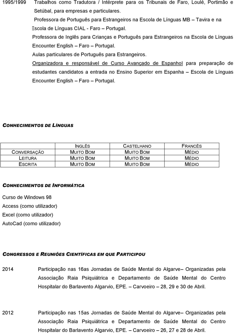 Professora de Inglês para Crianças e Português para Estrangeiros na Escola de Línguas Encounter English Faro Portugal. Aulas particulares de Português para Estrangeiros.