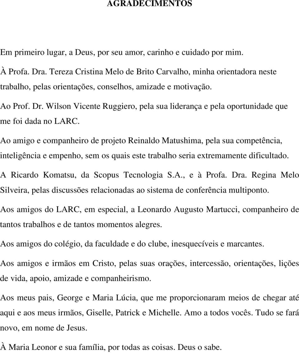 Wilson Vicente Ruggiero, pela sua liderança e pela oportunidade que me foi dada no LARC.