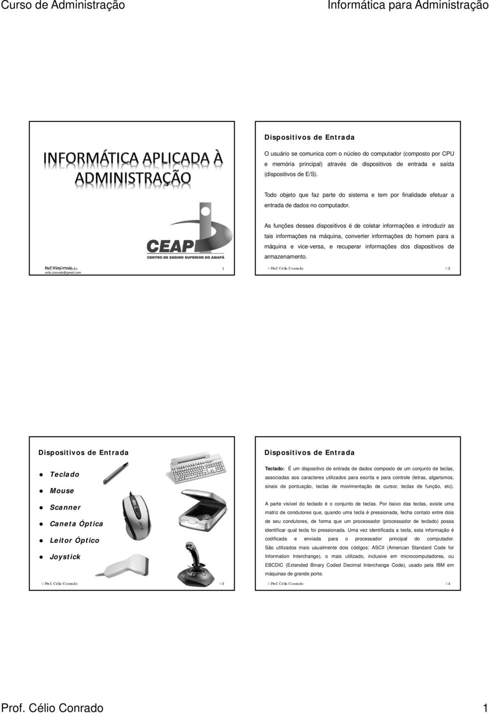 As funções desses dispositivos é de coletar informações e introduzir as tais informações na máquina, converter informações do homem para a máquina e vice-versa, e recuperar informações dos