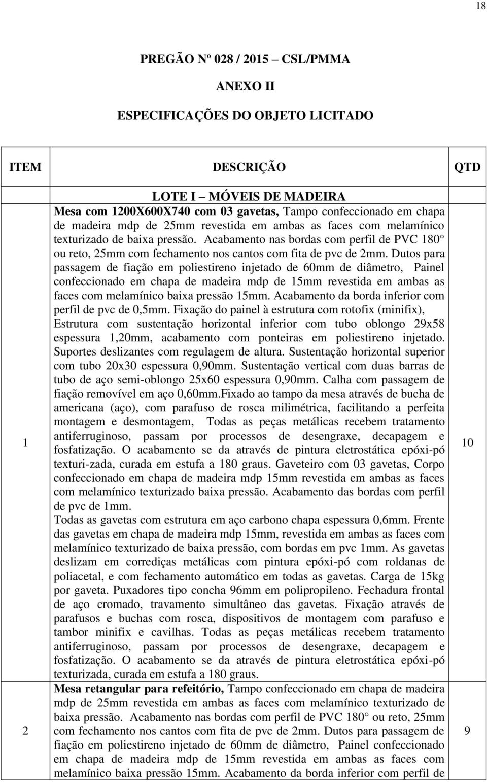 Dutos para passagem de fiação em poliestireno injetado de 60mm de diâmetro, Painel confeccionado em chapa de madeira mdp de 15mm revestida em ambas as faces com melamínico baixa pressão 15mm.