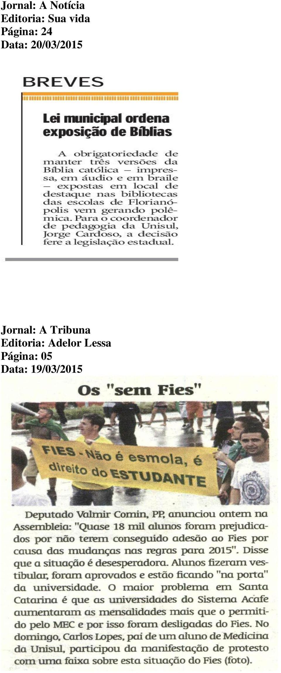 20/03/2015 Jornal: A Tribuna