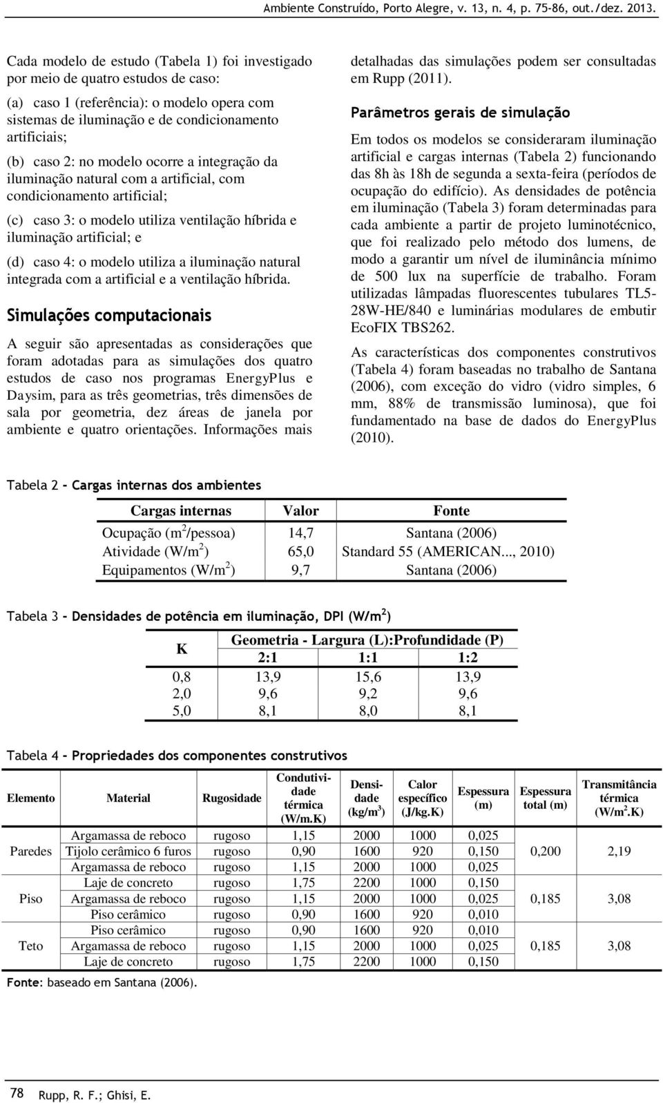 no modelo ocorre a integração da iluminação natural com a artificial, com condicionamento artificial; (c) caso 3: o modelo utiliza ventilação híbrida e iluminação artificial; e (d) caso 4: o modelo