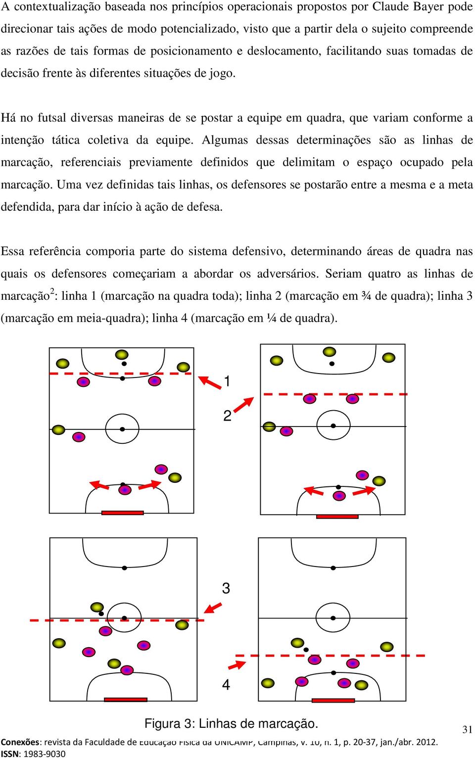 Há no futsal diversas maneiras de se postar a equipe em quadra, que variam conforme a intenção tática coletiva da equipe.