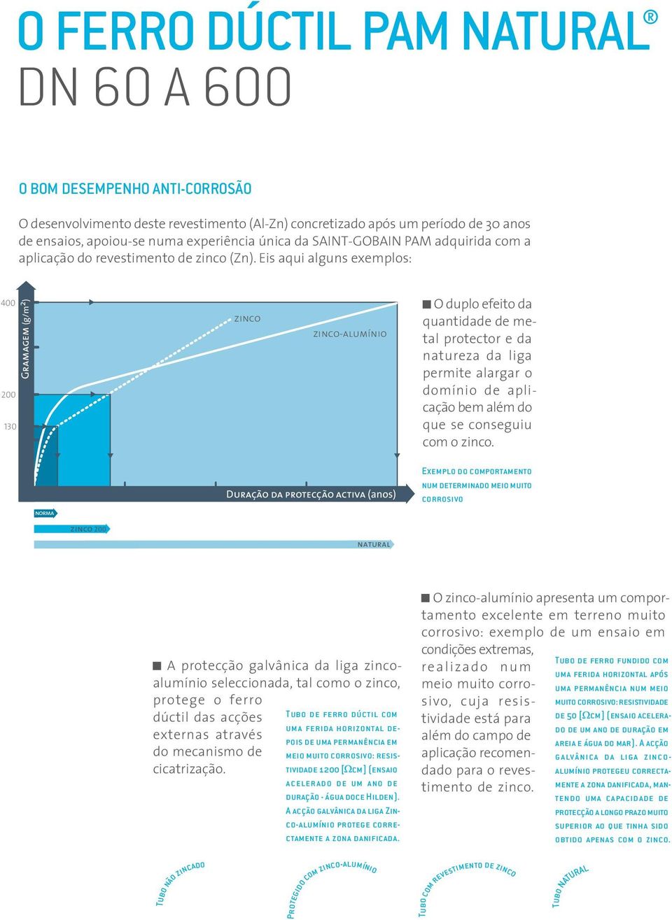 Eis aqui alguns exemplos: 00 200 10 Gramagem (g/m 2 ) zinco zincoalumínio O duplo efeito da quantidade de metal protector e da natureza da liga permite alargar o domínio de aplicação bem além do que