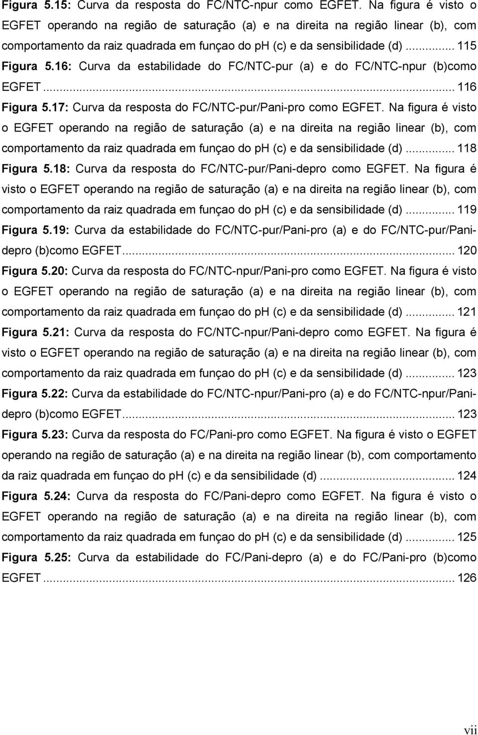 16: Curva da estabilidade do FC/NTC-pur (a) e do FC/NTC-npur (b)como EGFET... 116 Figura 5.17: Curva da resposta do FC/NTC-pur/Pani-pro como EGFET.
